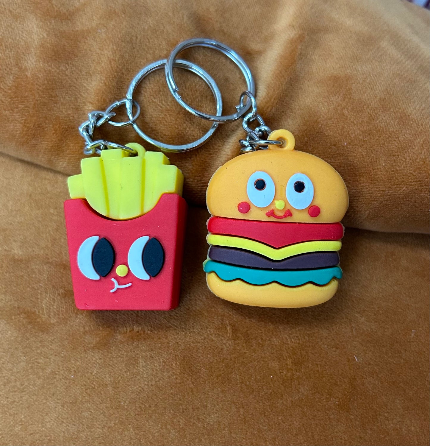 Burger Fries Rubber keychain combo