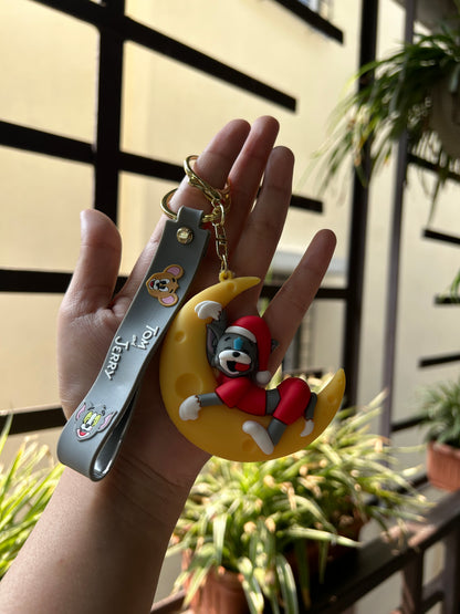 Tom & Jerry keychain combo - Sleeping on Cheese moon