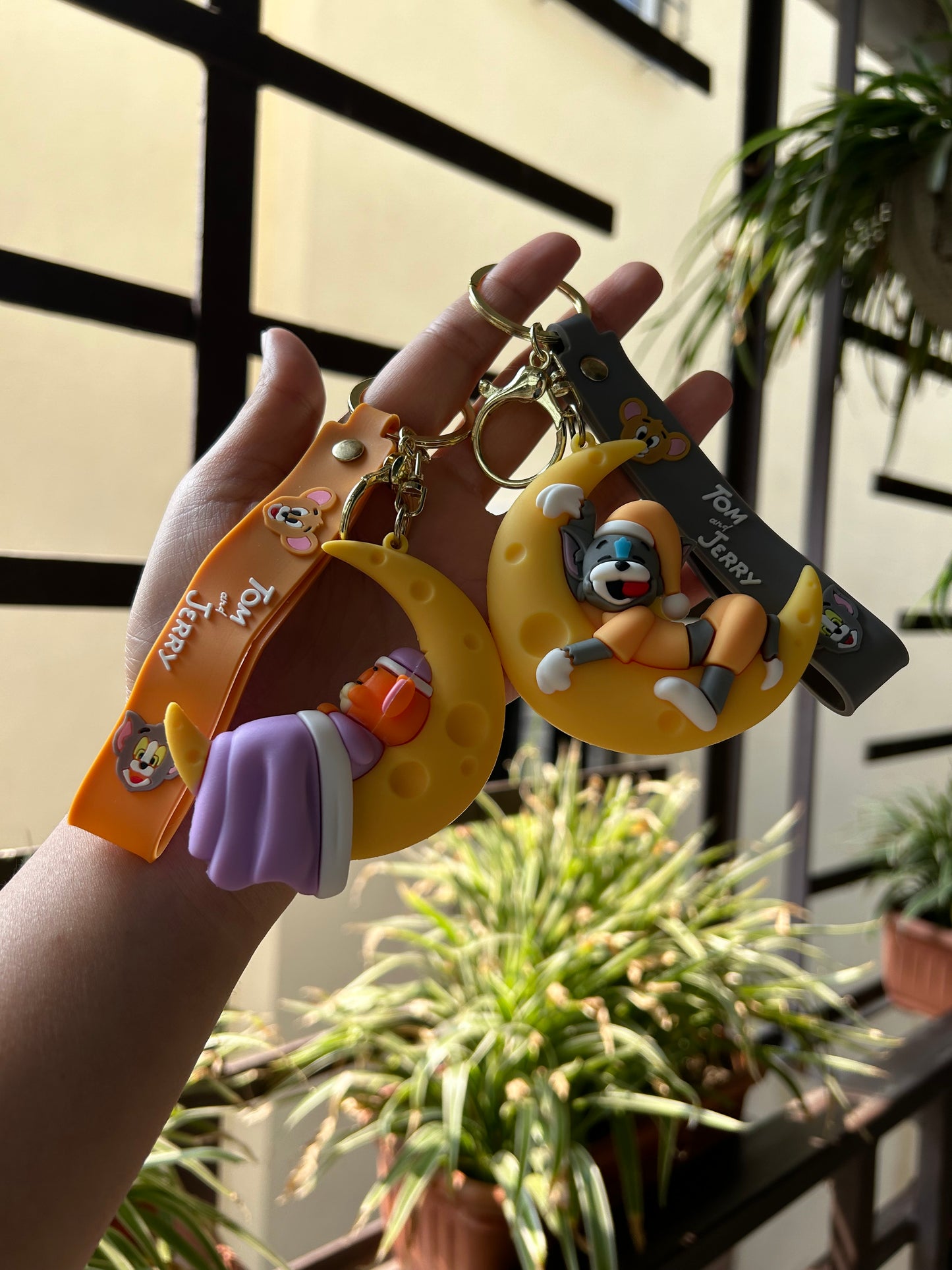Tom & Jerry keychain combo - Sleeping on Cheese moon