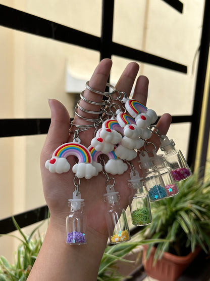 Rainbow with little bottle keychain