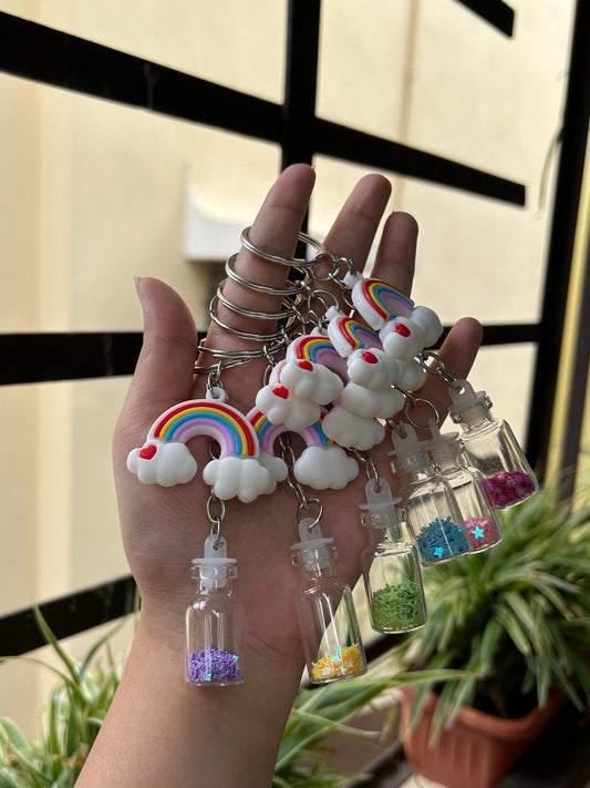 Rainbow with little bottle keychain
